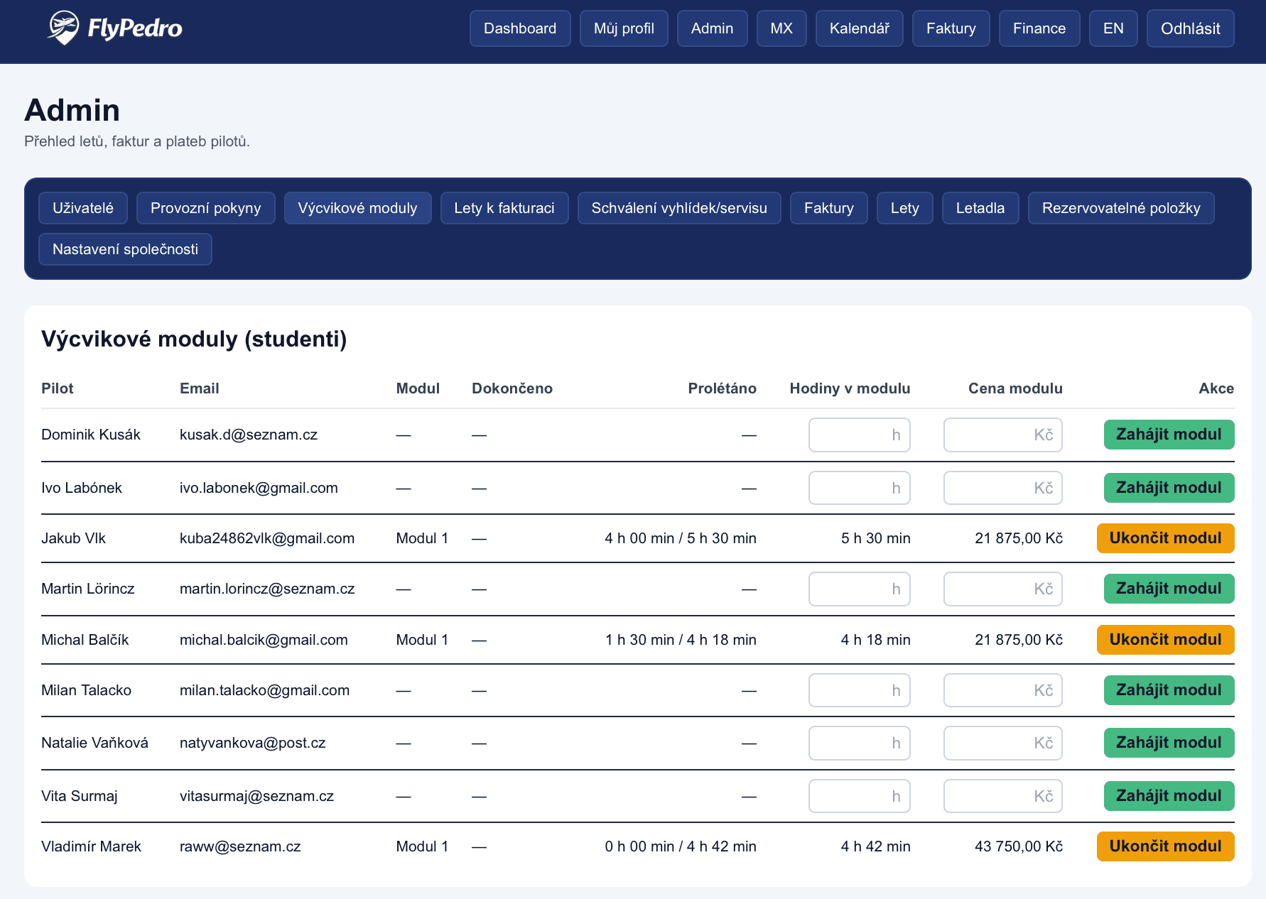 FlyPedro training module screenshot
